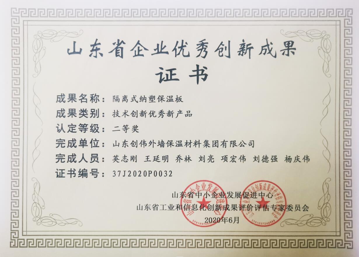 山东省优秀创新成果二等奖