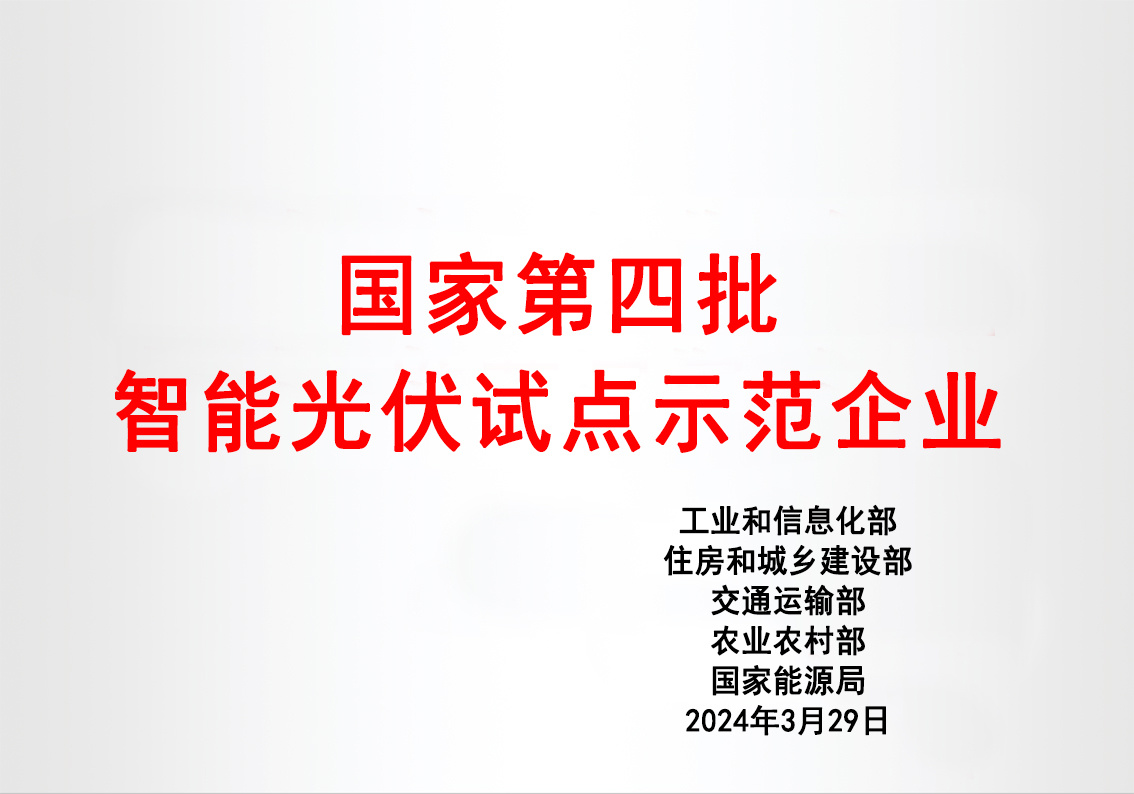 国家第四批智能光伏试点示范企业